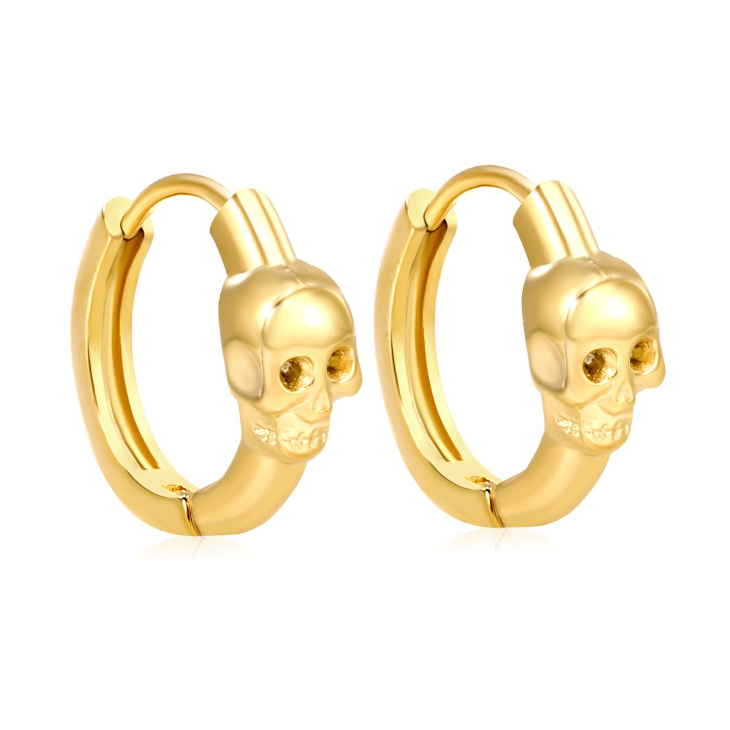 3.9 x 6.2 mm skull-shaped polished earring, ear hook 2.2 x inner diameter 10 mm, earring, gold color asonjewelry